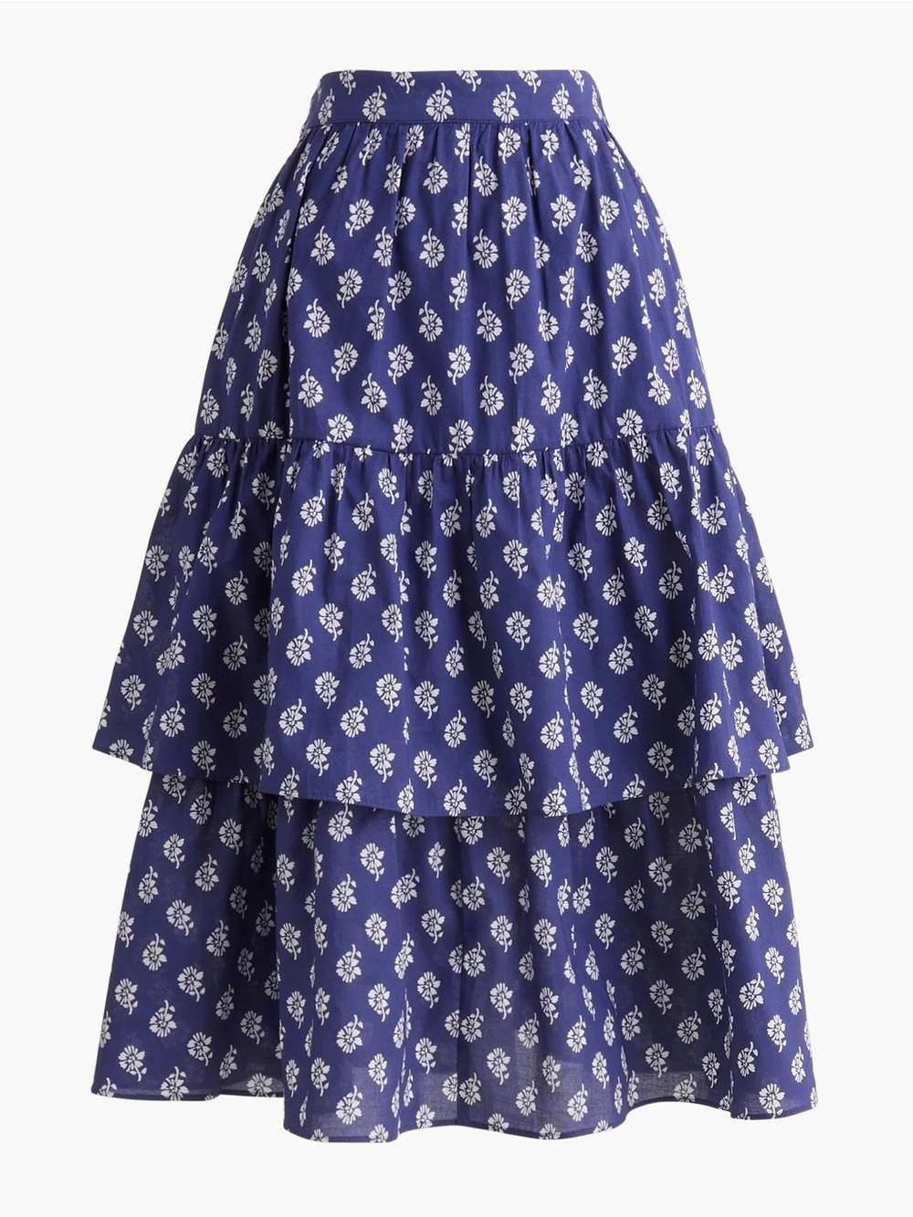 J. Crew Factory Tiered Printed Midi Skirt Large